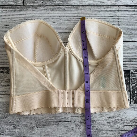 Vintage Bustier Corset Union Made Satin Lace Low Back Boned Underwire New - Picture 12 of 12